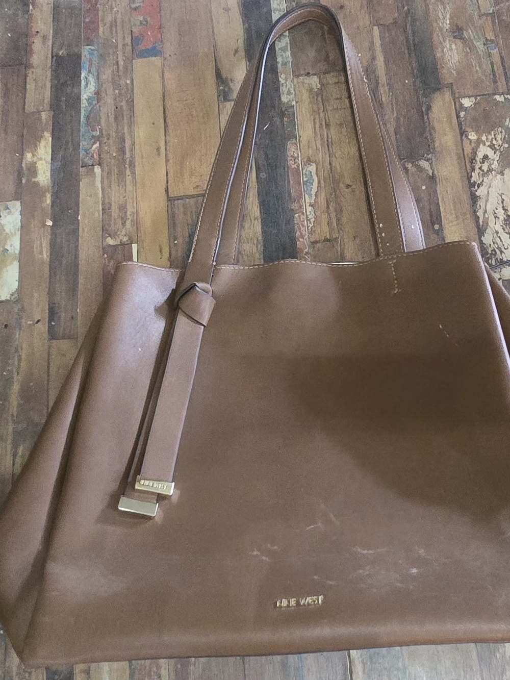 Nine West Brown Leather Tote Bag